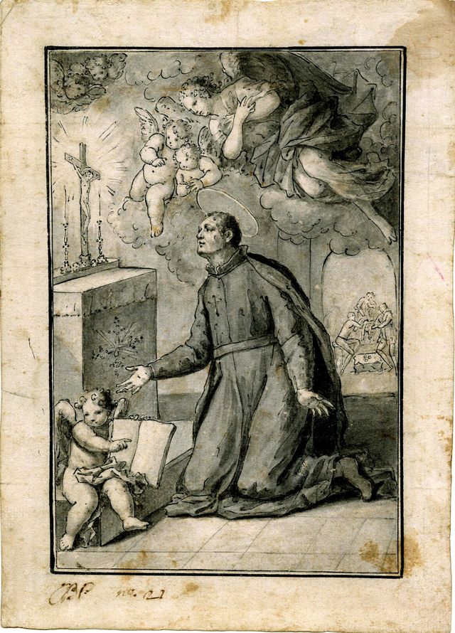 Vocazione di San Camillo de Lellis (disegno, opera isolata) di Brunetti Ciriaco (attribuito) - ambito molisano (seconda metà XVIII)