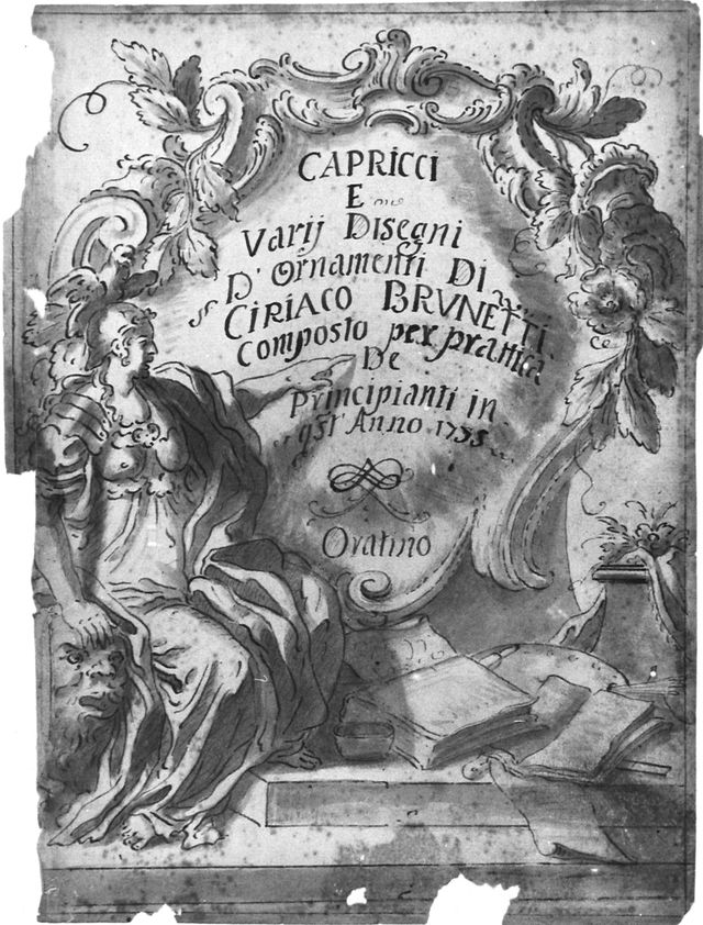 frontespizio di taccuino (disegno, opera isolata) di Brunetti Ciriaco (attribuito) - ambito molisano (seconda metà XVIII)