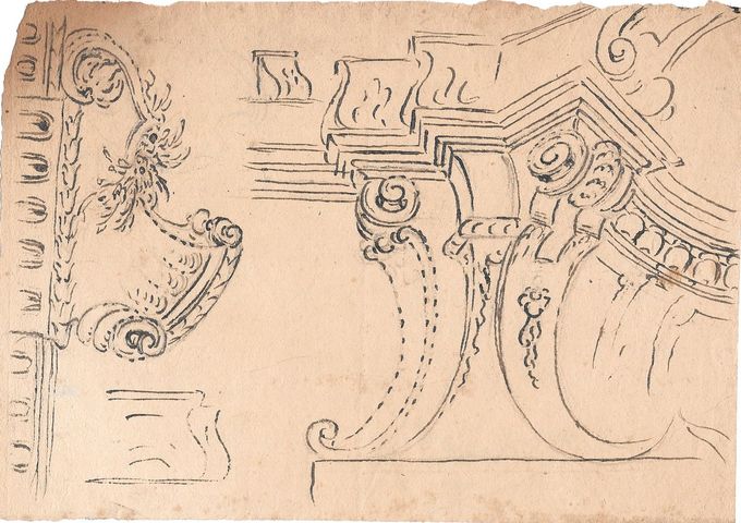 abbozzi per elementi decorativi (recto), abbozzi per elementi decorativi (verso) (disegno, opera isolata) - ambito molisano (seconda metà XVIII)