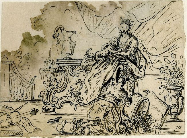 ritratto di dama con cagnolino (disegno, opera isolata) di Brunetti Ciriaco (attribuito) - ambito molisano (seconda metà XVIII)