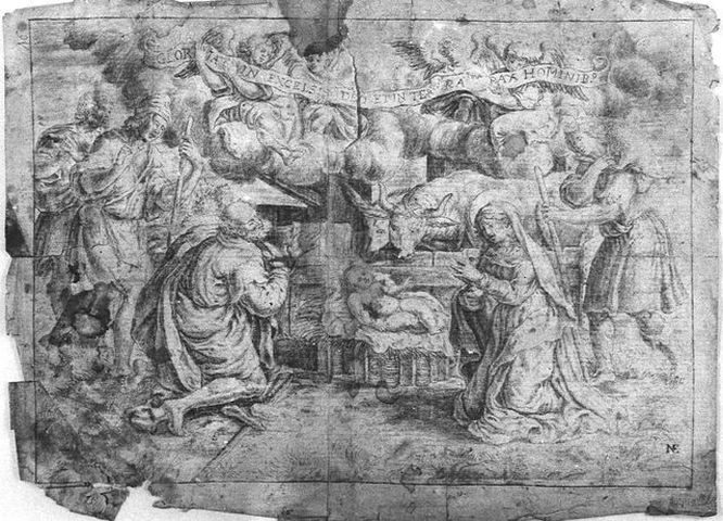Adorazione dei pastori (disegno, opera isolata) di Falocco Niccolò (attribuito) - ambito molisano (prima metà XVIII)