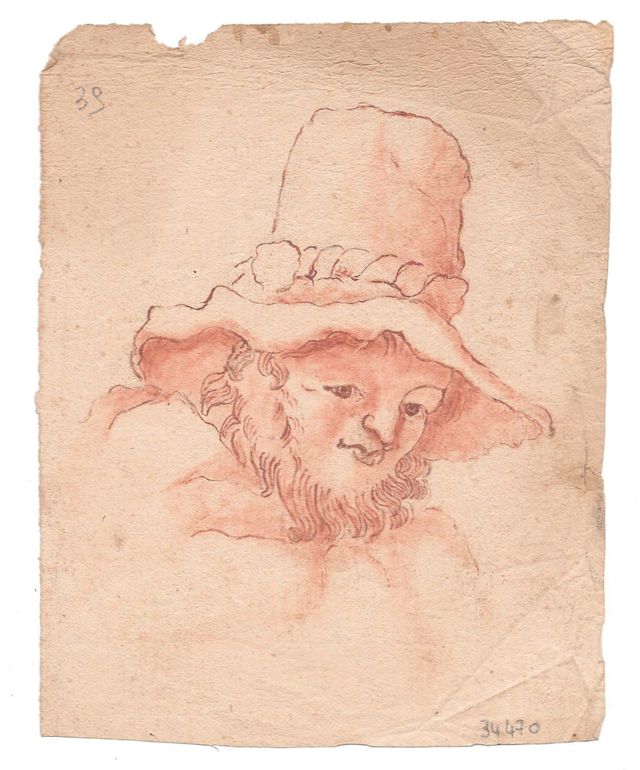 Studio per la testa di un pastore (disegno, opera isolata) di Brunetti Ciriaco (attribuito) (seconda metà XVIII)