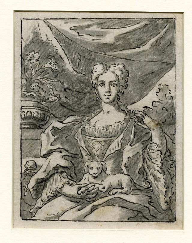 Ritratto di dama con cagnolino (disegno, opera isolata) di Brunetti Ciriaco (attribuito) (seconda metà XVIII)