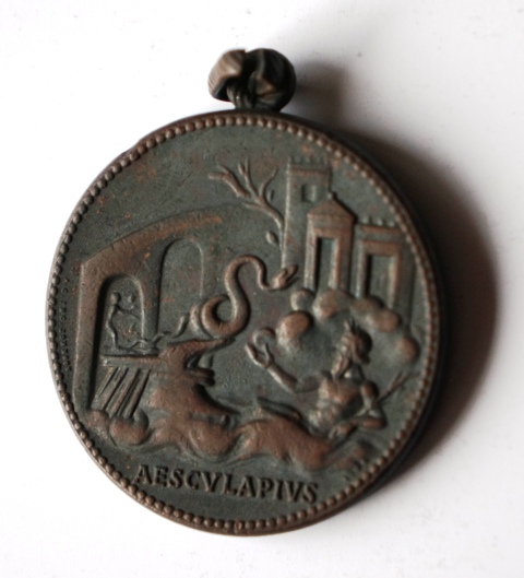 esculapio (medaglia, opera isolata) - produzione italiana (fine sec. XIX)