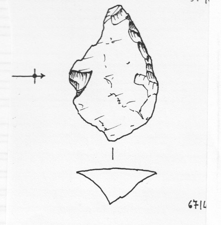 raschiatoio, raschiatoio trasversale convesso (inizio Paleolitico medio)