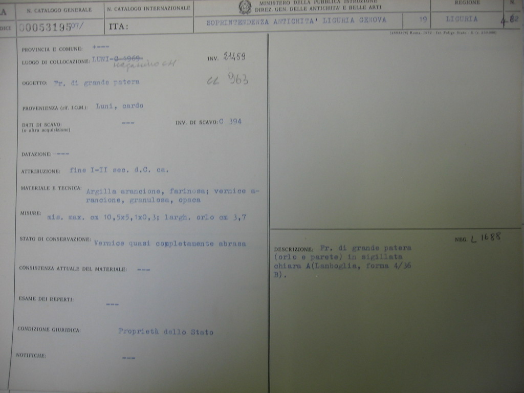 patera, Lamboglia, forma 4/36 B (fine/ I-II d.C)