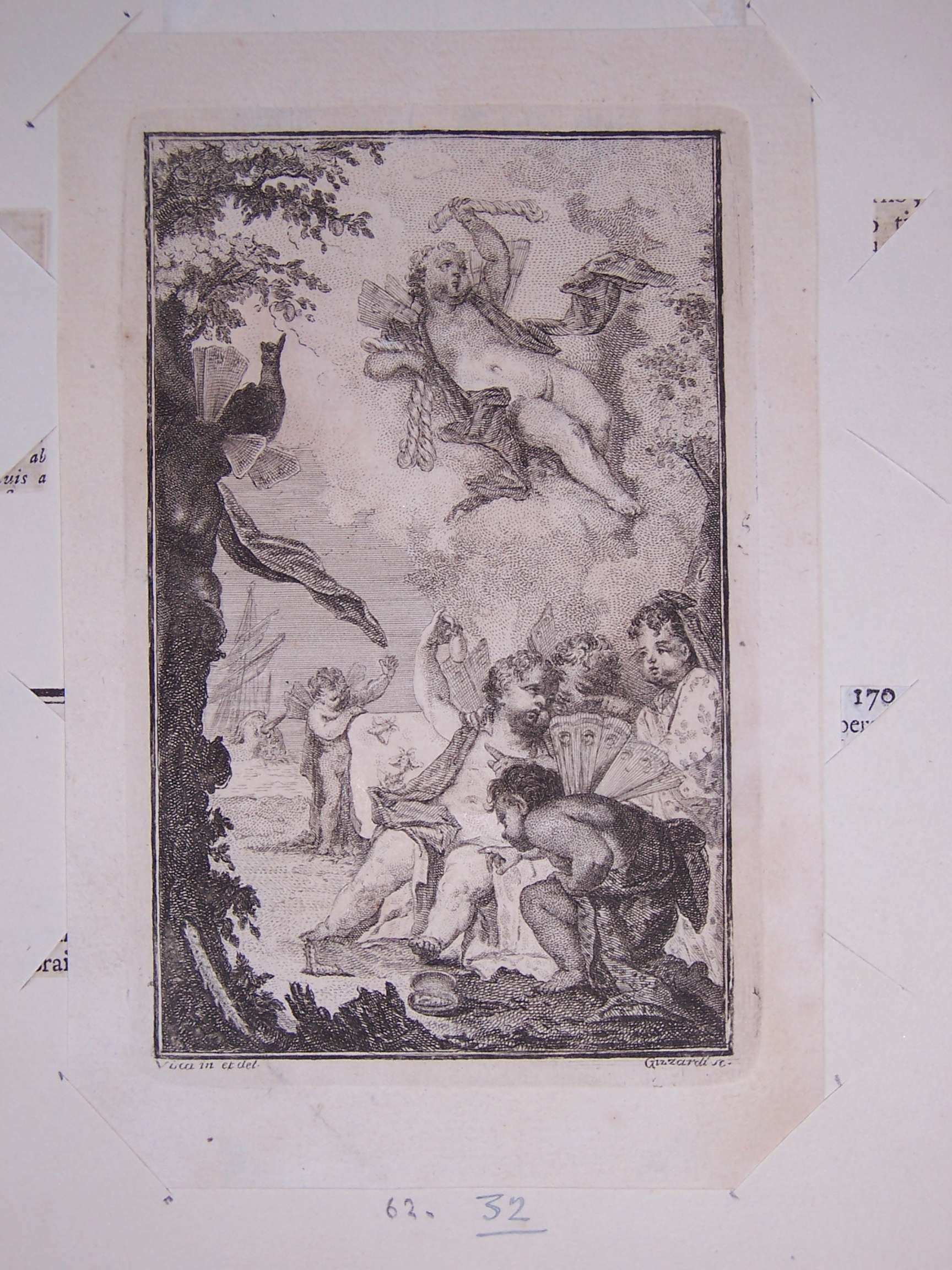 Allegoria della produzione della seta (stampa) di Visca Giuseppe, Gizzardi (sec. XVIII)