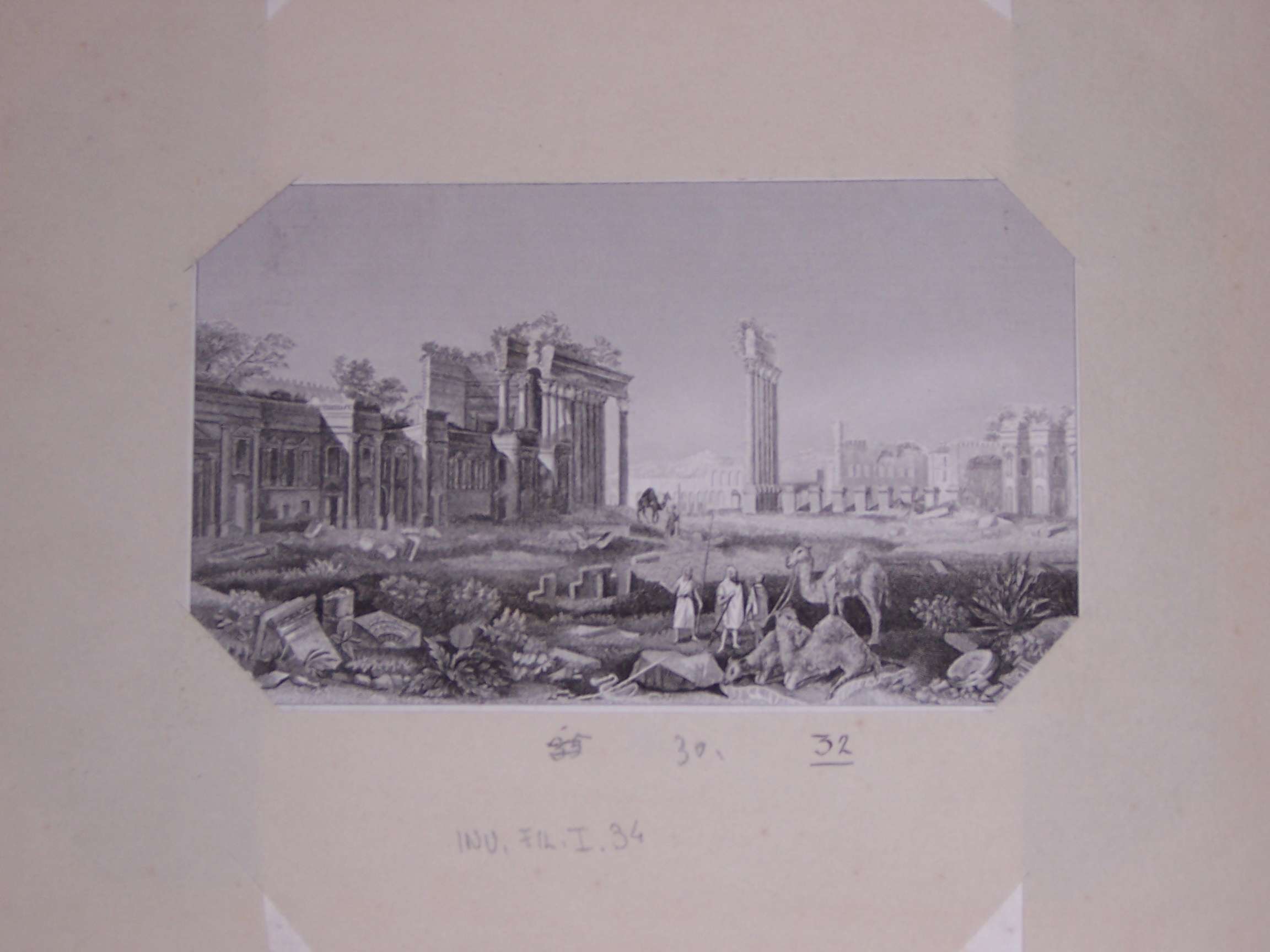 paesaggio con rovine (stampa) - ambito europeo (secc. XVIII/ XIX)