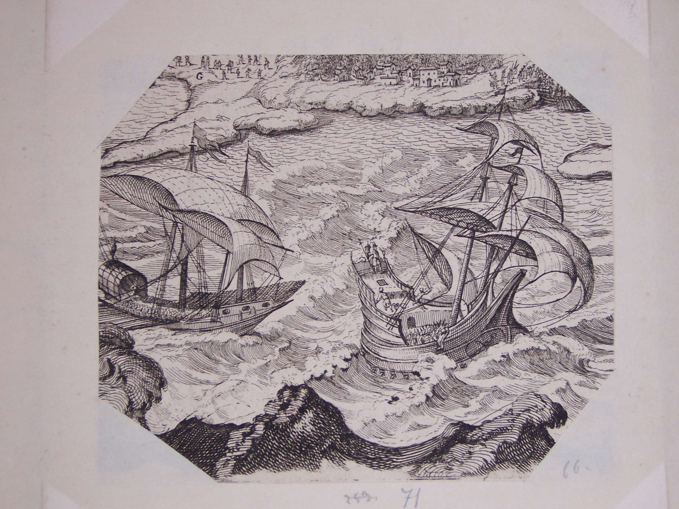 battaglia navale (stampa tagliata) - ambito europeo (sec. XVII)