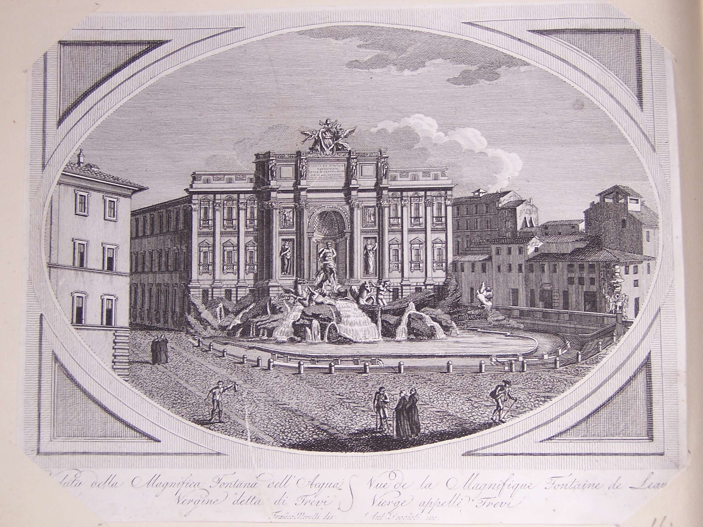 fontana di Trevi (stampa) di Morelli Franco, Poggioli Antonio (sec. XVIII)