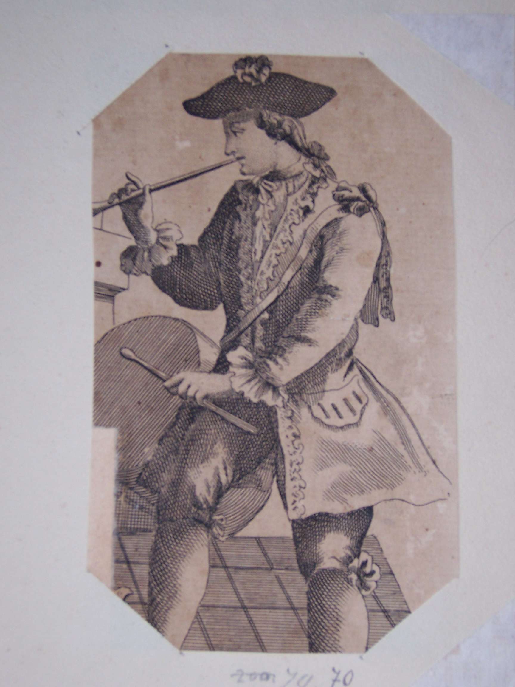 suonatore di tamburo (stampa) - ambito europeo (sec. XVIII)