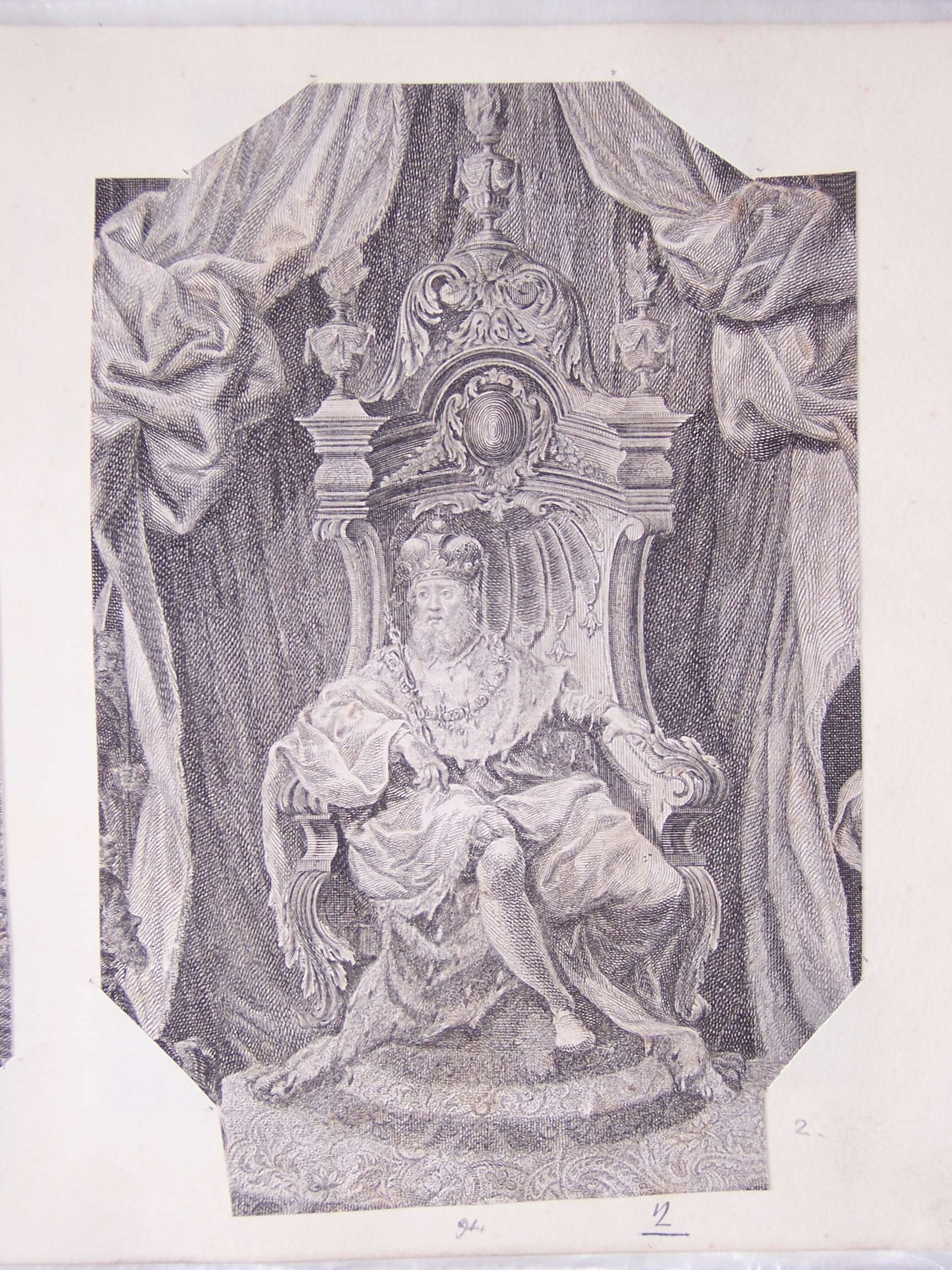 sovrano sul trono (stampa) - ambito europeo (sec. XVIII)