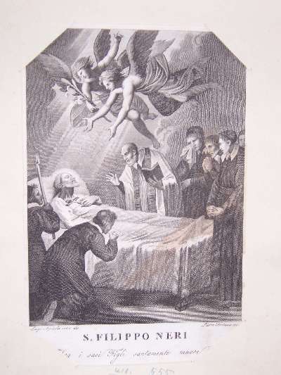 San Filippo Neri (stampa tagliata) di Agricola Luigi, Fontana Pietro (secc. XVIII/ XIX)
