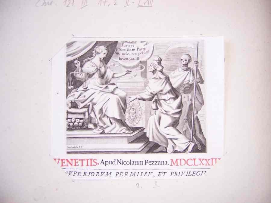 allegoria della Giustizia (stampa tagliata) di Piccini Isabella (sec. XVII)