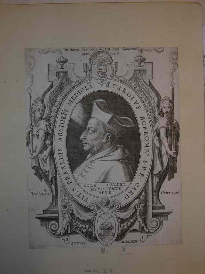 San Carlo Borromeo (stampa tagliata) - ambito europeo (sec. XVIII)