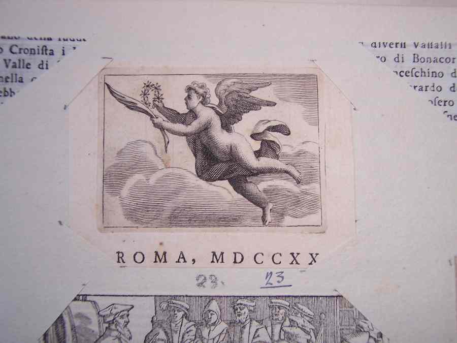 angelo reggicorona (stampa tagliata) - ambito europeo (sec. XVIII)
