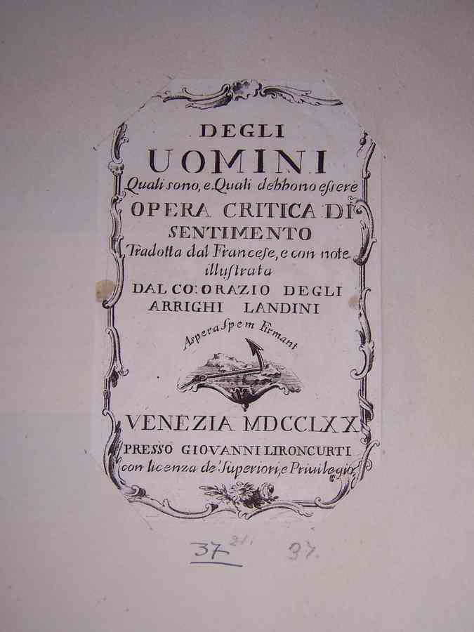 ancora (stampa tagliata) - ambito italiano (sec. XVIII)