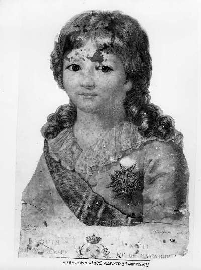 Louis XVII Roi de France et de Navarre, ritratto di bambino (stampa a colori) - ambito europeo (fine sec. XVIII)