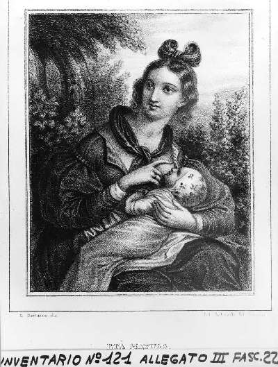 giovane donna che allatta (stampa) di Buttazon, Antonelli Giuseppe (sec. XIX)