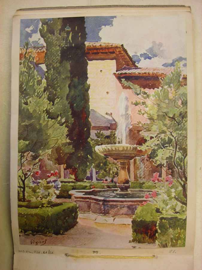 giardino all'italiana (stampa a colori) - ambito europeo (prima metà sec. XX)