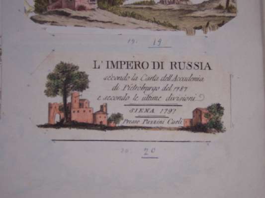 paesaggio (stampa colorata a mano, frammento) - ambito italiano (sec. XVIII)