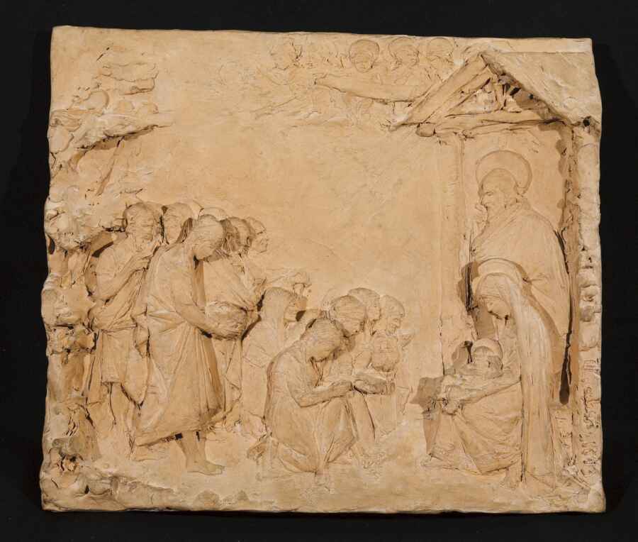 adorazione di Gesù Bambino (scultura) di Lucchesi Urbano (sec. XIX)