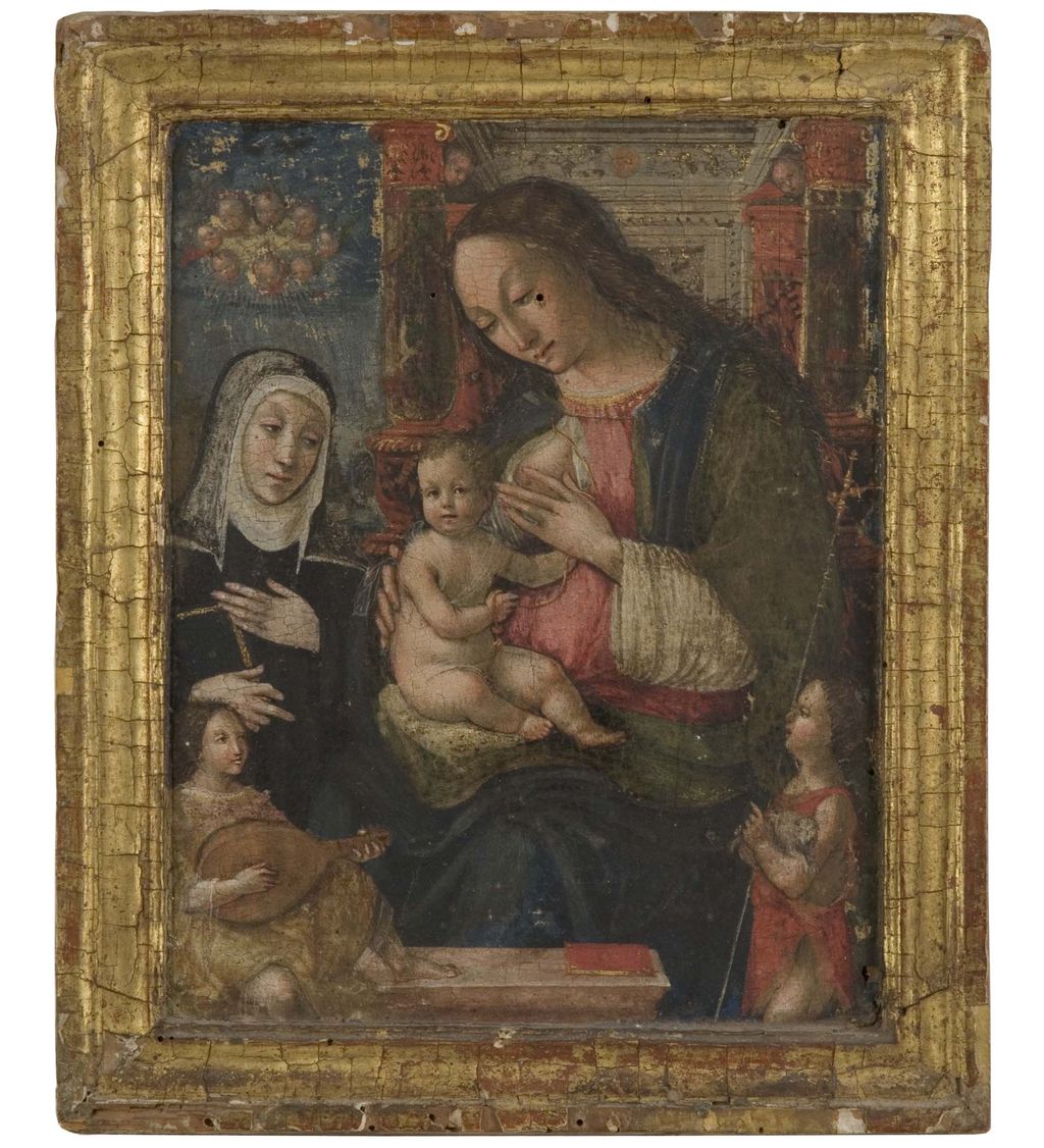 Madonna del Latte con San Giovanni Battista bambino (dipinto) - ambito senese (sec. XVI)