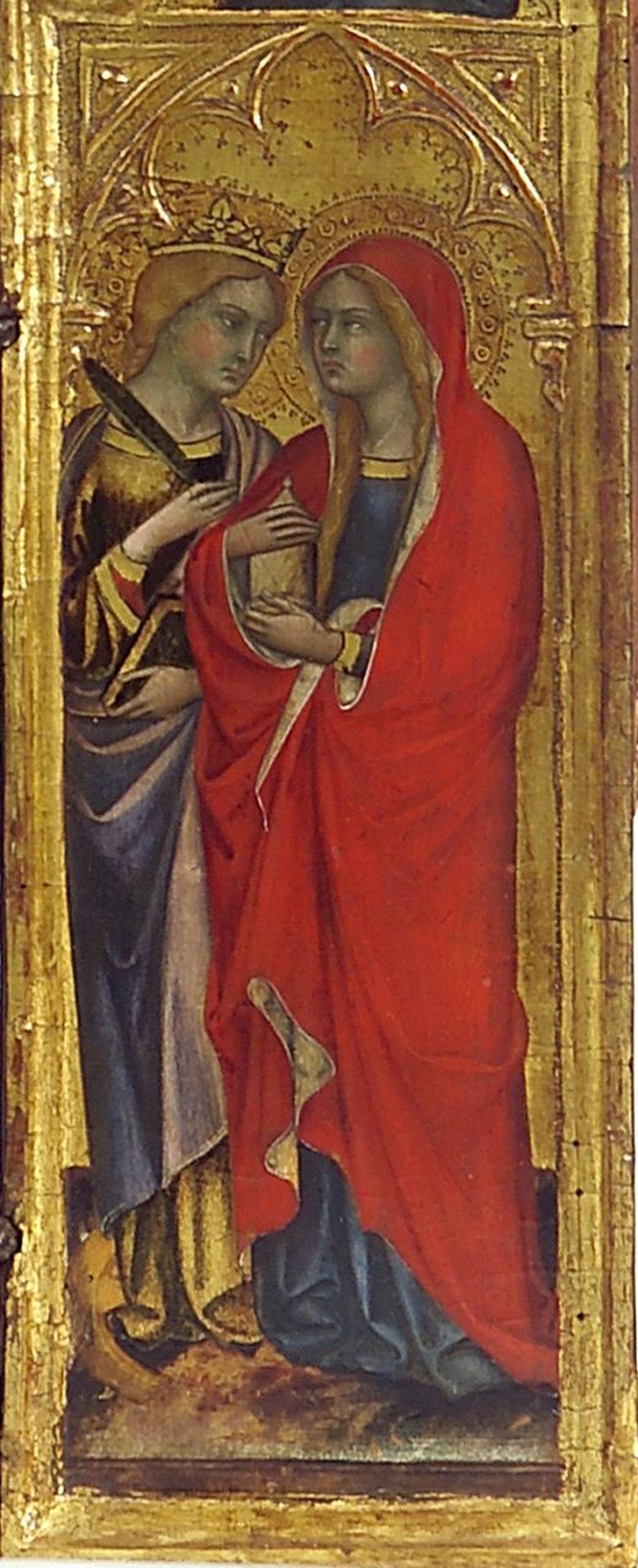 Santa Caterina d'Alessandria e Santa Maria Maddalena (scomparto di trittico) di Andrea di Bartolo (attribuito) (sec. XIV)