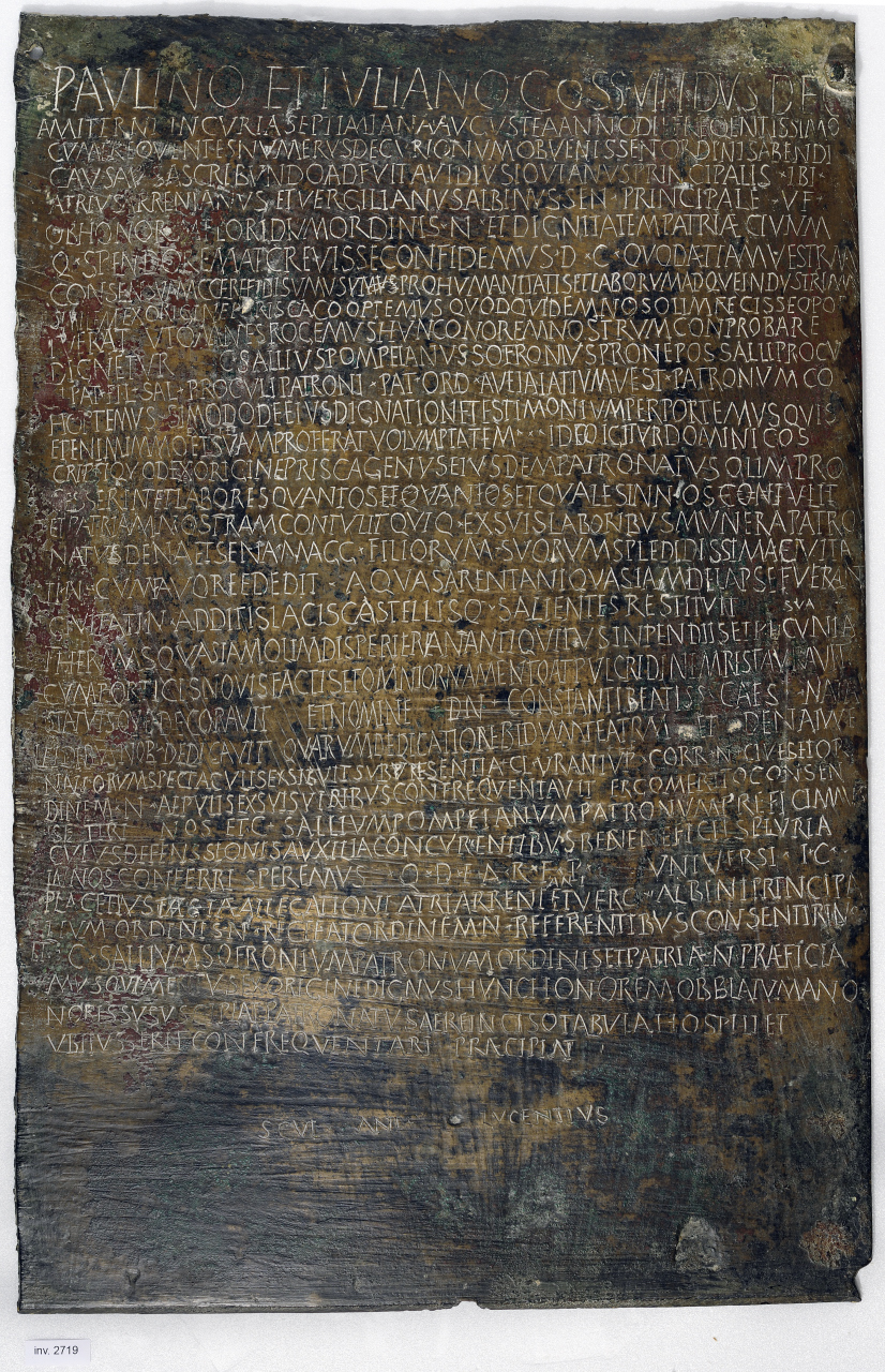 tabula patronatus (ultimo quarto IV a.C)