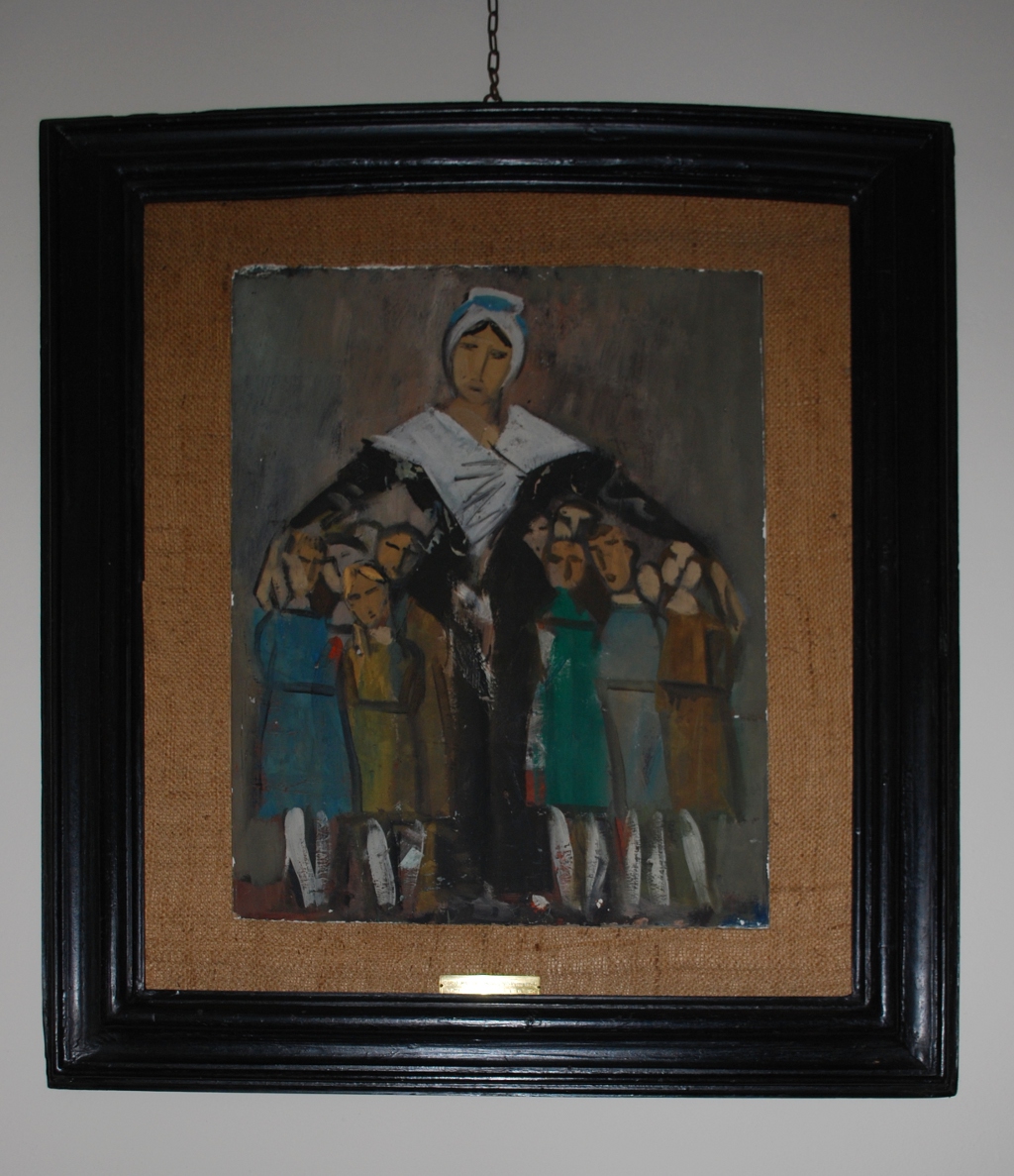 Maestra luigina con allievi, Maestra luigina con allievi (dipinto) di Mattioli Carlo (terzo quarto XX)
