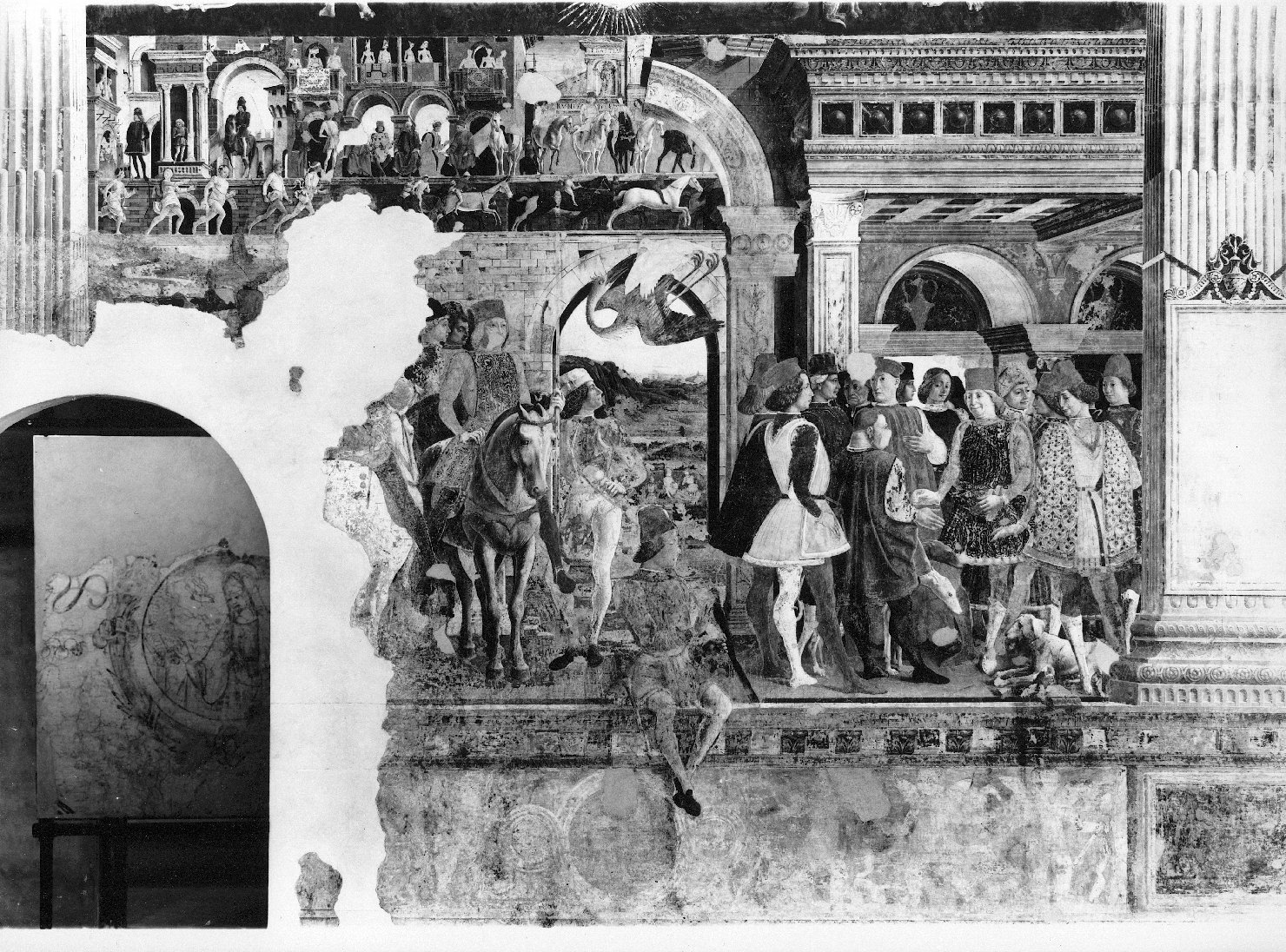 Del_Cossa, Francesco - 1469-1470 - Aprile - particolare Borso [a] caccia [e] Borso ricompensa [il] buffone Scoccola (positivo) di Anonimo, Del Cossa, Francesco (XX)