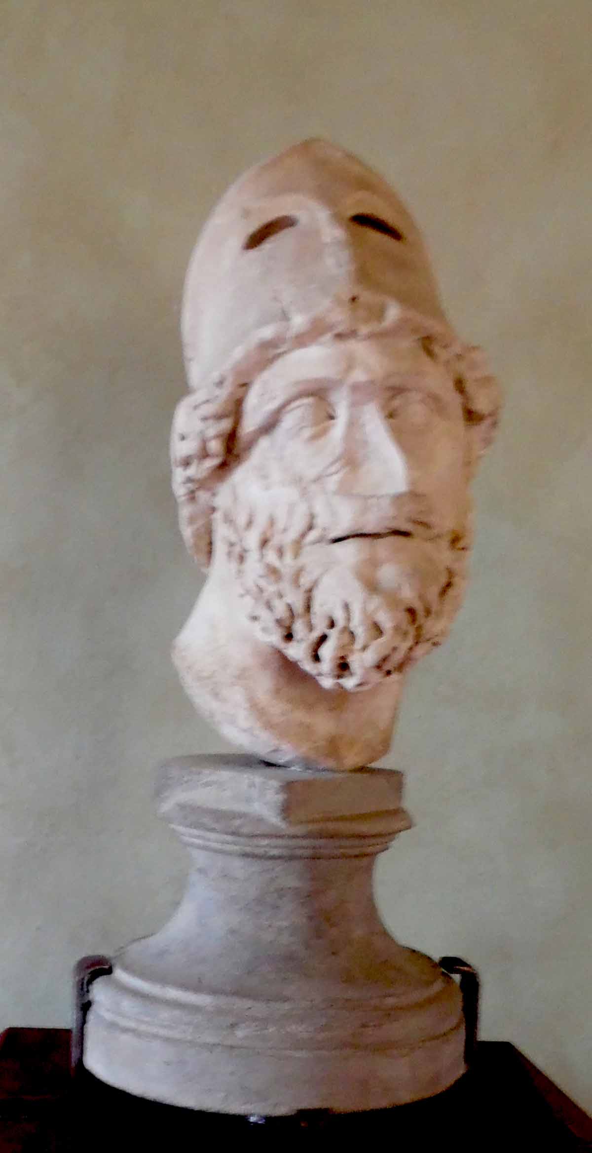 Scultura in marmo bianco ritraente testa maschile (testa) - ambito romano (II)