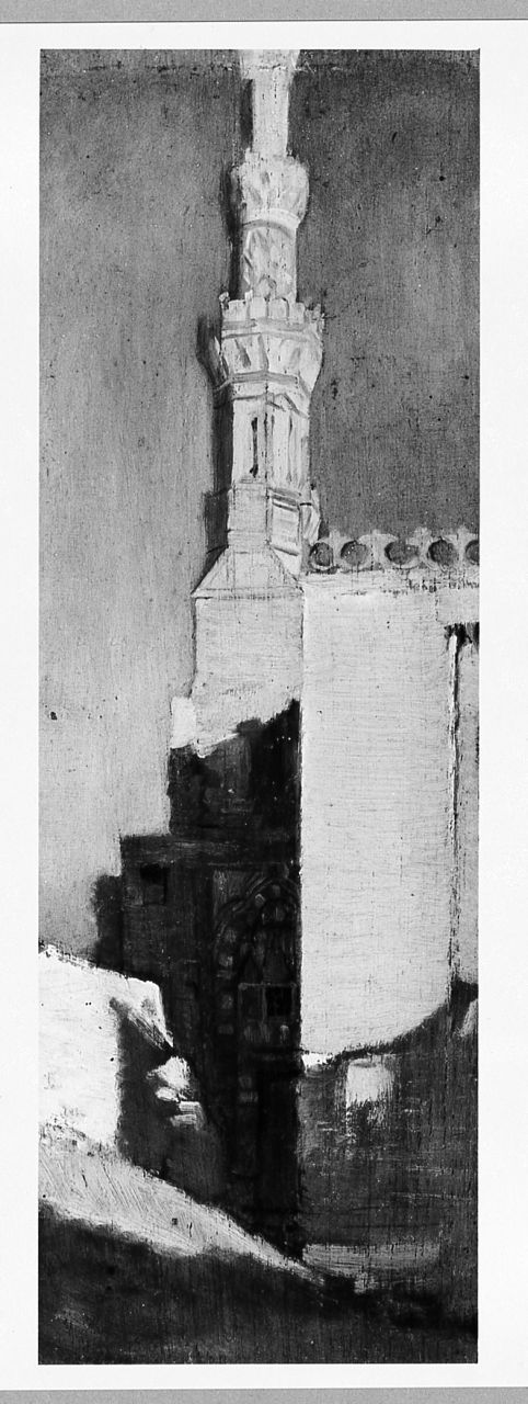 veduta di una moschea con minareto (dipinto) di Ussi Stefano (sec. XIX)