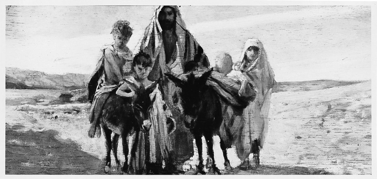 famiglia araba in viaggio (dipinto) di Ussi Stefano (sec. XIX)