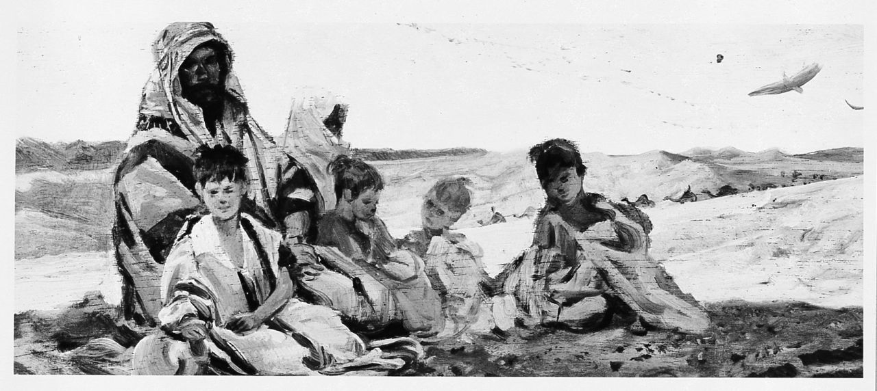 Famiglia araba, ritratto di famiglia (dipinto) di Ussi Stefano (sec. XIX)