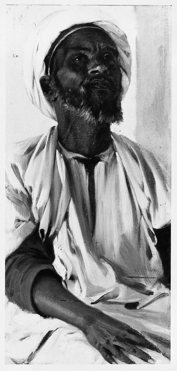 Dervich seduto, figura maschile seduta (dipinto) di Ussi Stefano (sec. XIX)