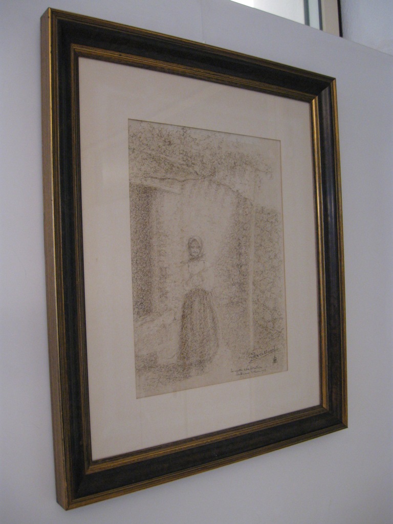 La casetta della filatrice, ritratto di figura femminile (disegno)