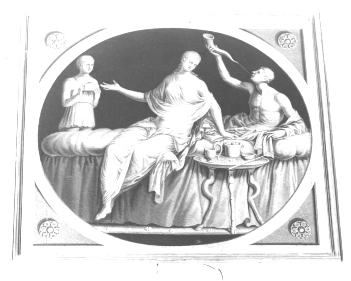 Scena di banchetto, Sccena di banchetto (dipinto, serie) di Bacigalupo Giuseppe detto Baccigalupo (attribuito) - ambito ligure (fine/ inizio secc. XVIII/ XIX)