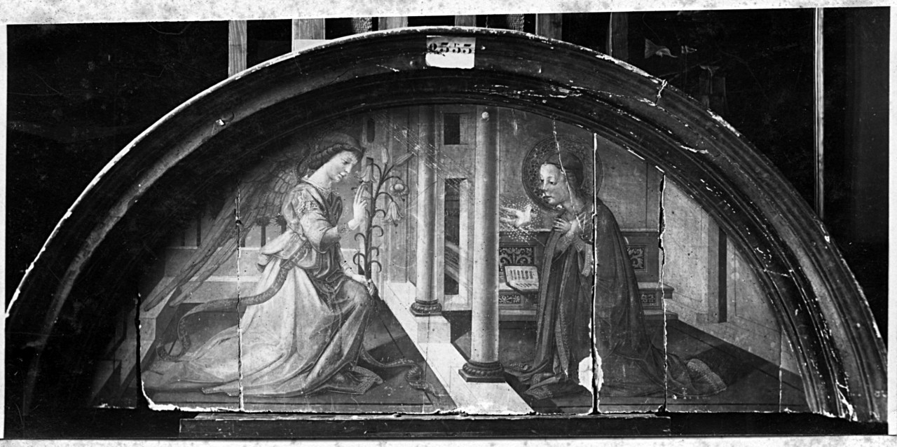 Bucine - Badia a Ruoti - Chiesa di San Pietro - Tavola; Annunciazione; N. di Bicci (negativo) di Neri di Bicci (attr), Gabinetto fotografico del Polo Museale Fiorentino (laboratorio) (primo quarto XX)