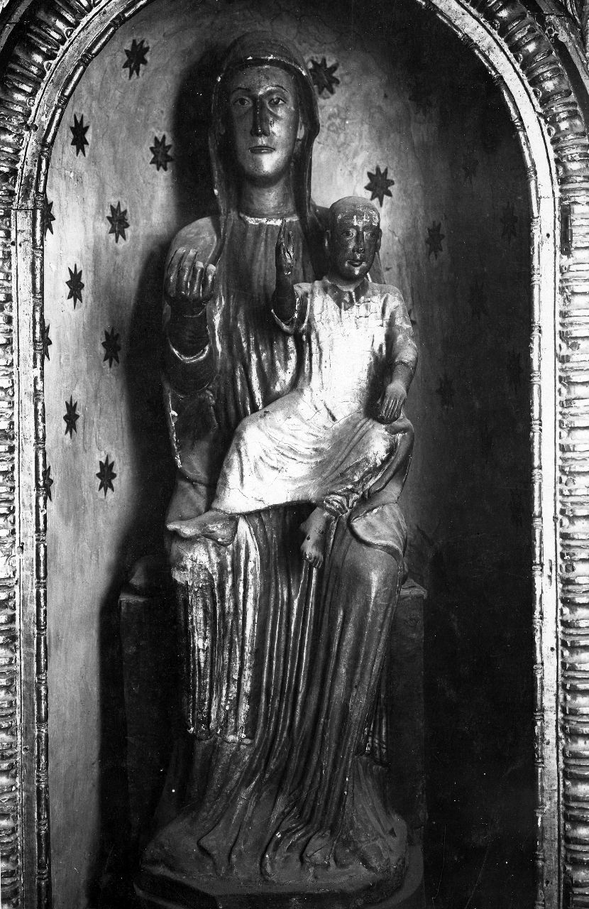 Arezzo - Cattedrale - Statua lignea di Madonna con Bambino (negativo) di Gabinetto fotografico del Polo Museale Fiorentino (laboratorio) - bottega toscana (inizio XX)