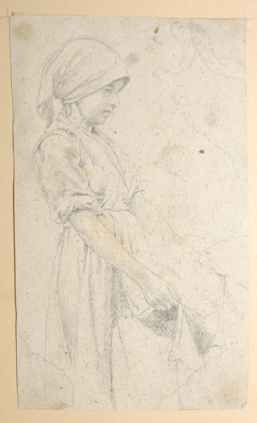 contadinella di profilo (disegno, opera isolata) di Bruzzi Stefano (sec. XIX)