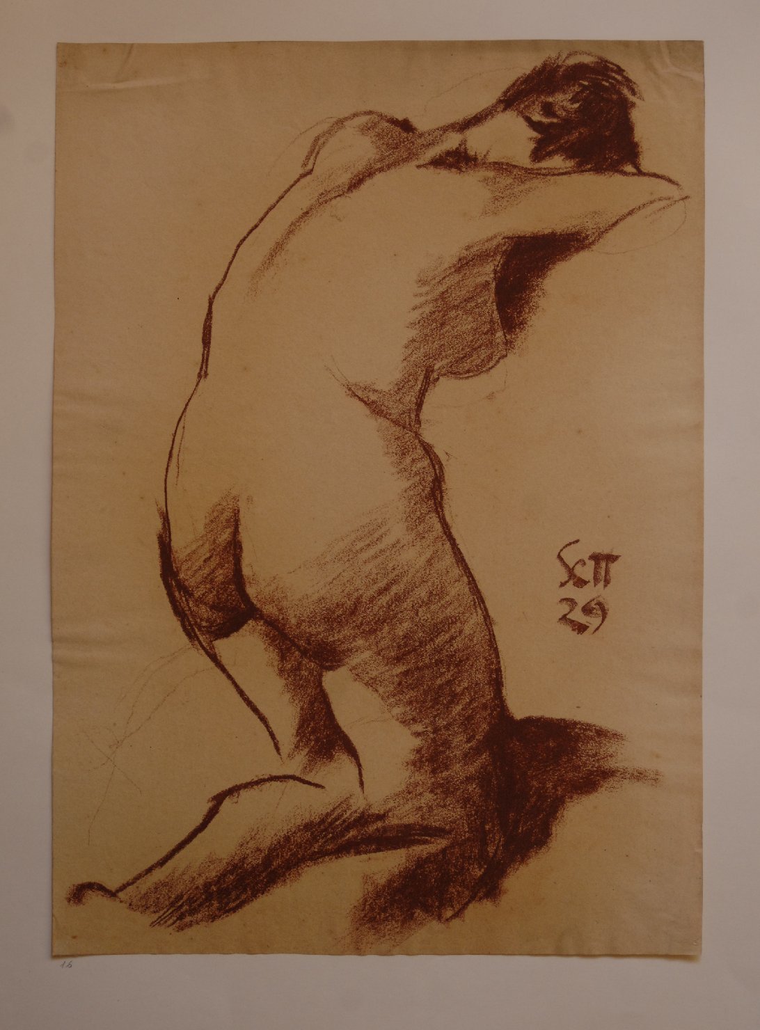 nudo di donna in ginocchio (disegno, opera isolata) di Settala Giorgio (sec. XX)