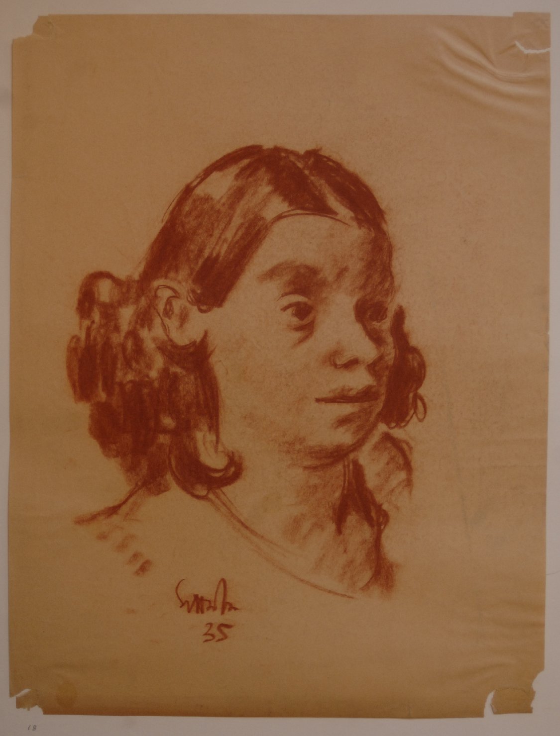 testa di ragazza (disegno, opera isolata) di Settala Giorgio (sec. XX)