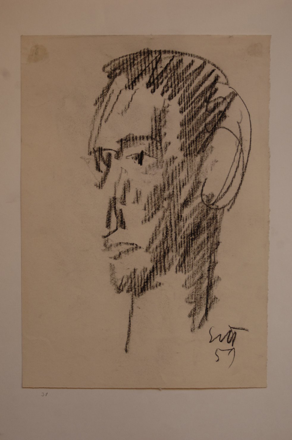 testa di uomo (disegno, opera isolata) di Settala Giorgio (sec. XX)