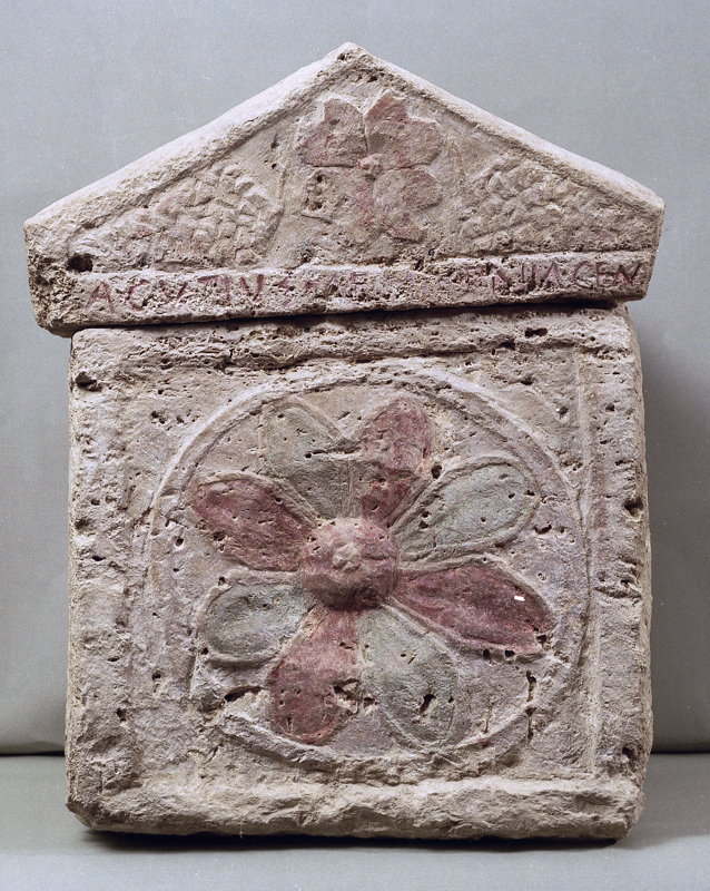 rosone a quattro petali (urna/ cineraria, coperchio, displuviato, decorato) (III-I sec. a.C)