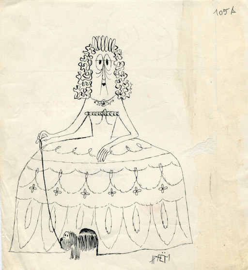 Il cane, Figura femminile (disegno, opera isolata) di Hans Ulrich Meury detto Haem (attribuito) (sec. XX)