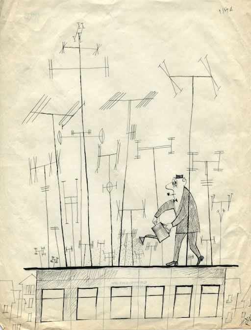 Antenne, Figura maschile (disegno, opera isolata) di Hans Ulrich Meury detto Haem (attribuito) (sec. XX)