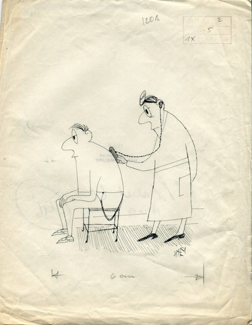 Dal medico, Figure maschili (disegno, opera isolata) di Hans Ulrich Meury detto Haem (attribuito) (sec. XX)