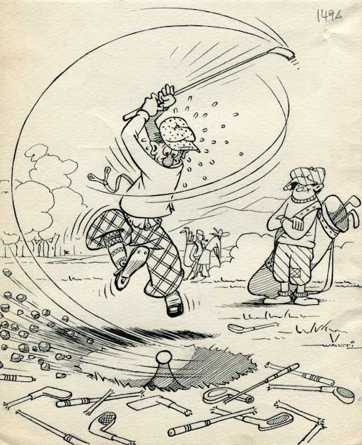 Golf, Figure maschili (disegno, opera isolata) di Walter Faccini detto Walti (attribuito) (sec. XX)