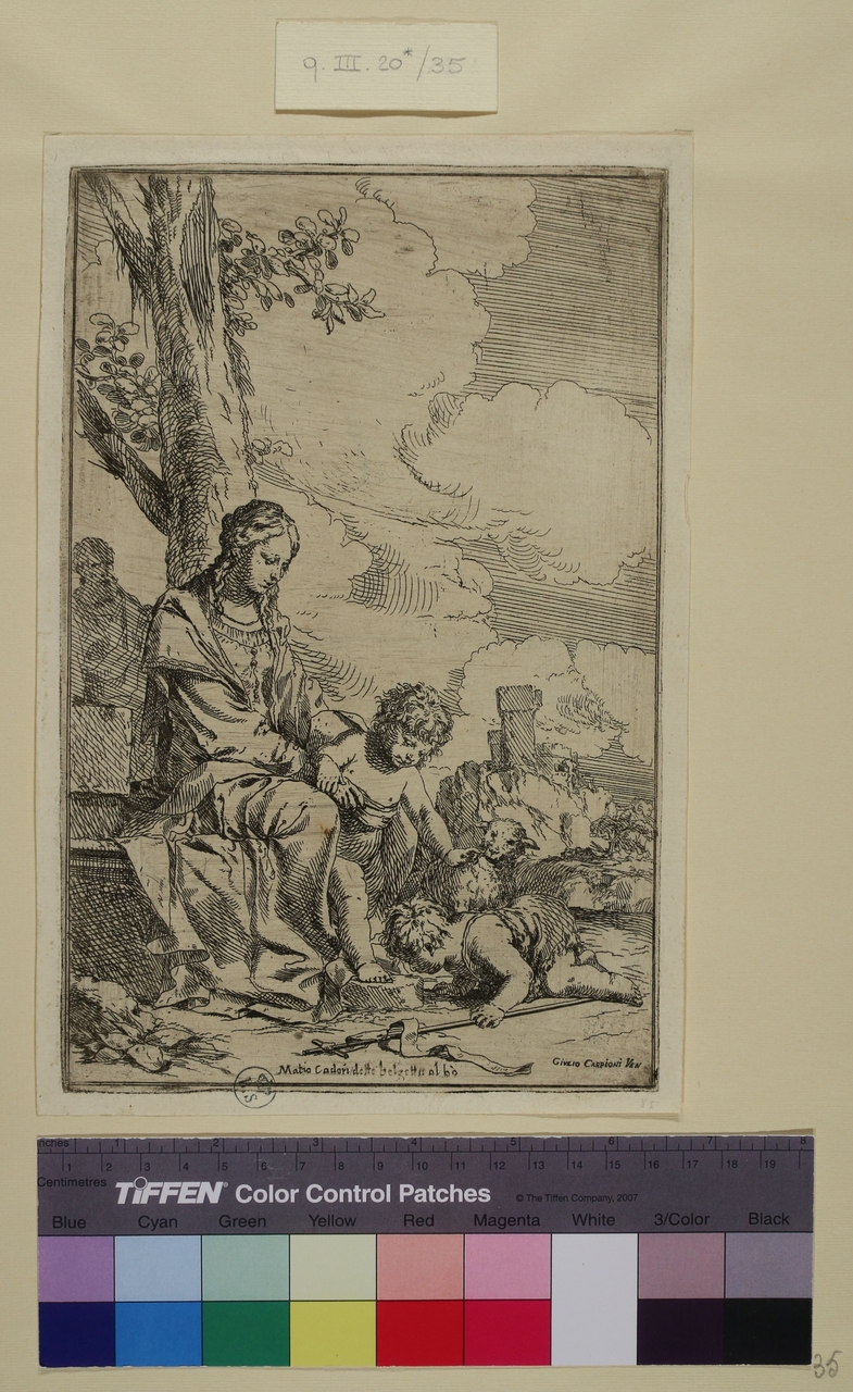 Madonna con Bambino e san Giovannino, Madonna con Bambino e san Giovannino (stampa) di Giulio Carpioni (metà sec. XVII)